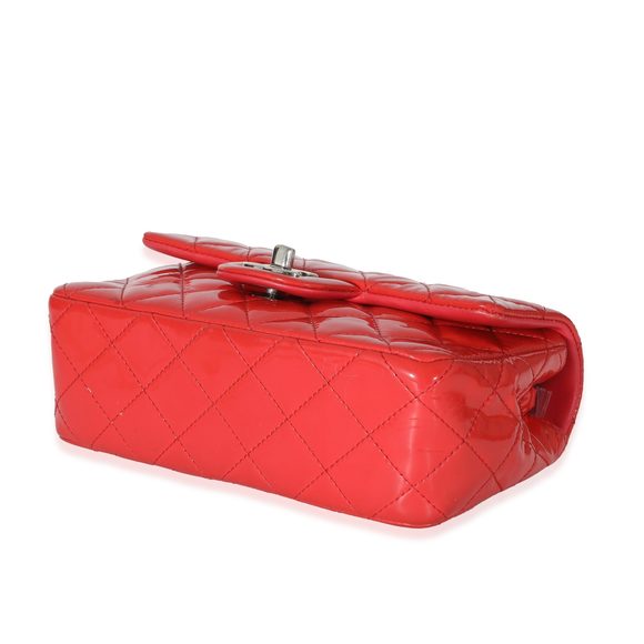 Chanel Red Quilted Patent Mini Rectangular Classic Single Flap Bag - Picture 6 of 8